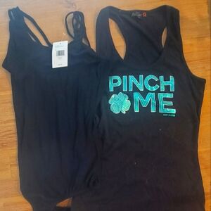 NWT Lot Pair 2 Guess Bodysuit/Top Black Medium St. Patrick's Day